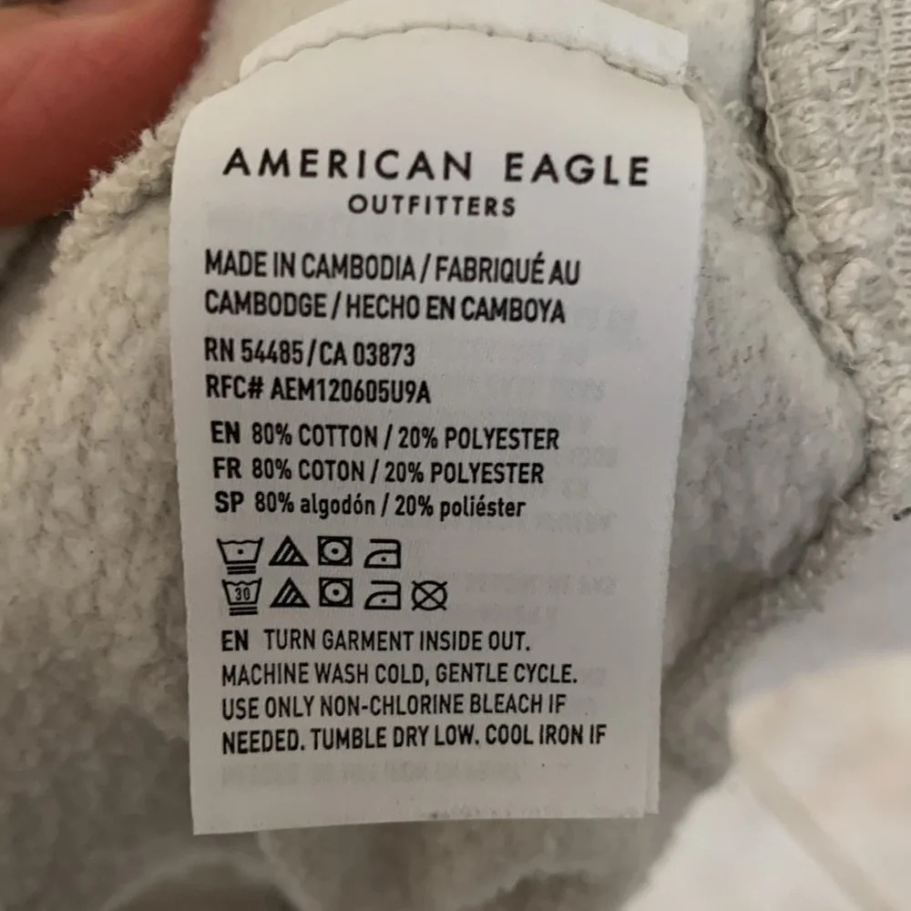 American eagle size medium gray crew neck sweatshirt log cabin pine trees sun - Picture 5 of 11